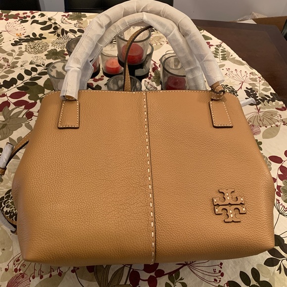 SOLDโ๏ธAuthentic TORY BURCH pebbled leather Satchel/Crosby 2 compartments - Picture 4 of 16